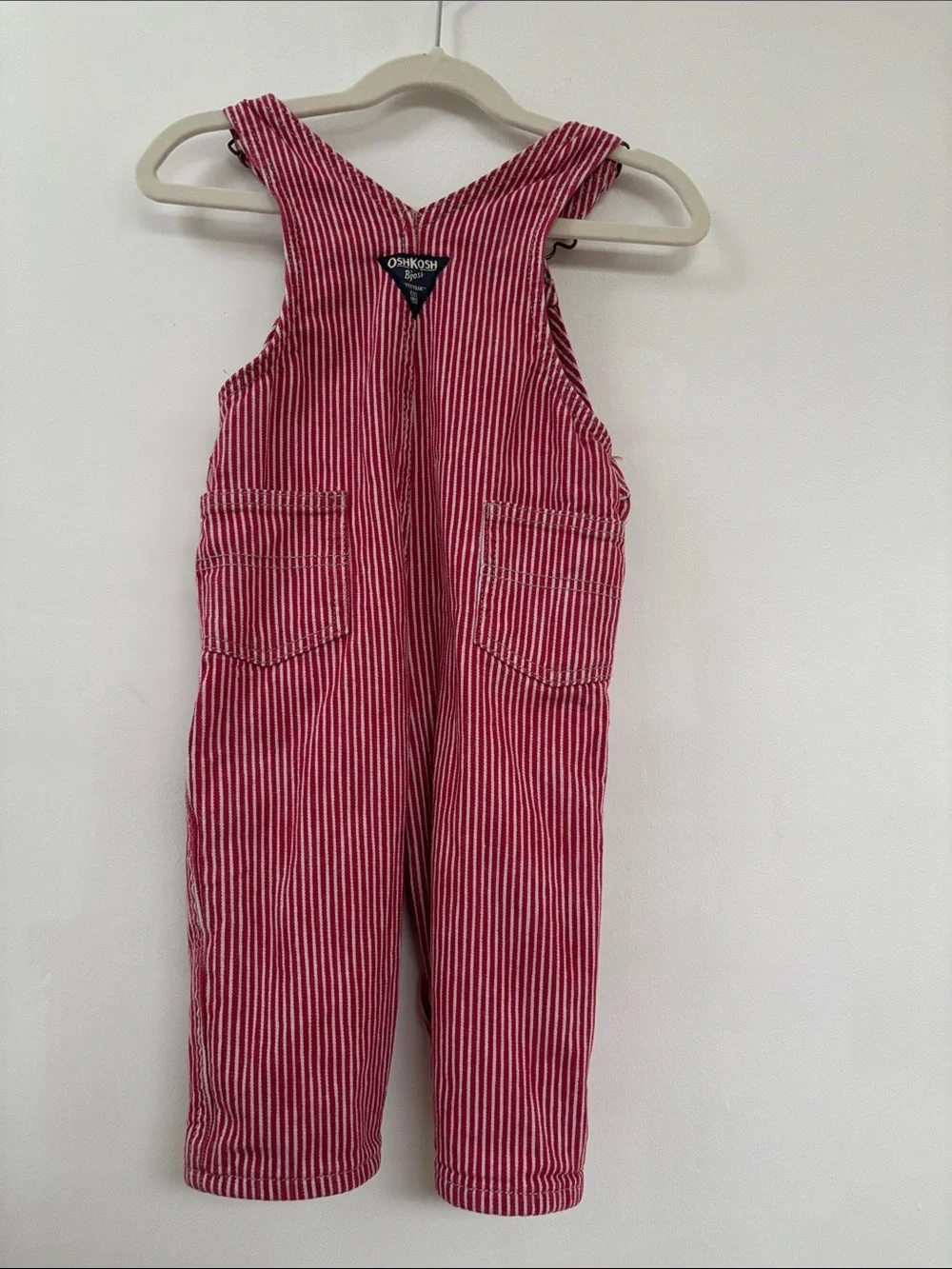 OshKosh B'gosh Red & White Striped Toddler Overalls 18M